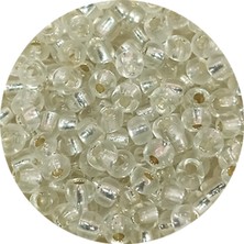 İsmiyle Al Dökme Cam Kum Boncuk (8/0) 3 mm - 60 Gram - Şeffaf Gümüş - BNC201