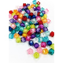 İsmiyle Al Küp Boncuk Içten Boncuklu Bileklik Çanta Boncuğu 10 mm 50 gr Karışık Renk - BNC447
