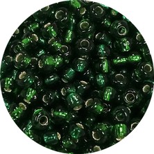 İsmiyle Al Dökme Cam Kum Boncuk (8/0) 3 mm - 20 Gram - Şeffaf Asker Yeşili - BNC177