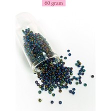 İsmiyle Al Dökme Cam Kum Boncuk (8/0) 3 mm - 60 Gram - Lacivert Yeşil - BNC210