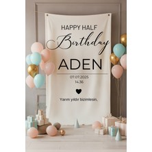 Puppetzzz Büyük Boy Halft Birthday Doğum Günü Partisi Duvar Süsü - Yarım Yaş Temalı Kişiye Özel Cinsiyet Belirleme Flaması