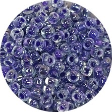 İsmiyle Al Dökme Cam Kum Boncuk (8/0) 3 mm - 20 Gram - Şeffaf Mor Beyaz - BNC181