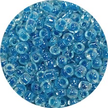 İsmiyle Al Dökme Cam Kum Boncuk (8/0) 3 mm - 60 Gram - Şeffaf Gök Mavi - BNC214