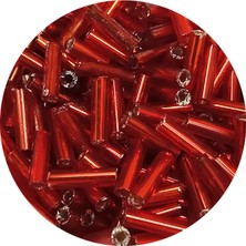 İsmiyle Al Uzun Boru Kesme Boncuk Çap 2mm Uzunluk 10 mm - 20 Gram - Şeffaf Kırmızı - BNC260