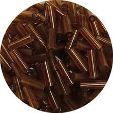 İsmiyle Al Uzun Boru Kesme Boncuk Çap 2mm Uzunluk 10 mm - 20 Gram - Şeffaf Kahverengi - BNC246