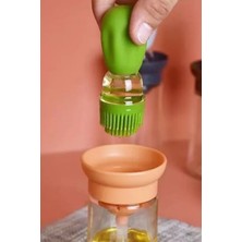 İsmiyle Al Hazneli Silikon Uçlu Cam Yağdanlık Sirke Yağ Yumurta ve Sos Fırçası Asorti