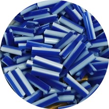 İsmiyle Al Uzun Boru Kesme Boncuk Çap 2mm Uzunluk 10 mm - 20 Gram - Mavi Beyaz - BNC236