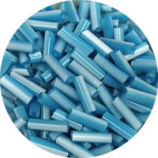 İsmiyle Al Uzun Boru Kesme Boncuk Çap 2mm Uzunluk 10 mm - 20 Gram - Açık Mavi Beyaz - BNC240