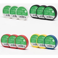 Kondel Aydınlatma 12 Adet Schneider Electric Pvc Izole Bant 20 Metre x 19MM Elektrik Bant– Çok Renkli Set