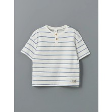 Lc Waikiki Yeni Sezon Bisiklet Yaka Çizgili Erkek Çocuk Tişört