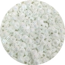 İsmiyle Al Dökme Cam Kum Boncuk (8/0) 3 mm - 20 Gram - Parlak Beyaz - BNC153