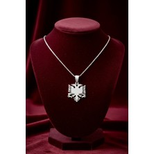 Alaja Silver Silvari Silver Çift Başlı Kartal Arnavutluk Sembolü 925 Ayar Gümüş Kolye