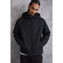 Damga Erkek Premium Comfort Oversize Siyah Yağmurluk & Rüzgarlık