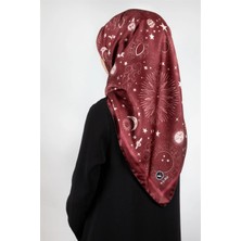 Violla Twill Galaksi Desenli Bordo Renkli 90X90 Eşarp (Ipek Içermez) Dikim Şekli : El Dikişi