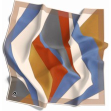 Violla Twill Geometrik Desenli Taba - Indigo Renkli 90X90 Eşarp (Ipek Içermez) Dikim Şekli : El Dikişi