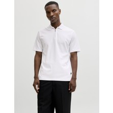 Jack & Jones Jack Jones Jprblaethan Ss Zıp Polo Sn Erkek Beyaz Tshirt 12292992-01