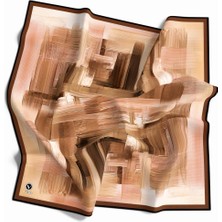 Violla Kristal Fırça Efekti Desenli Taba Renkli 90X90 Eşarp (Ipek Içermez) Kenar Dikiş Şekli El Dikişli