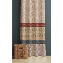 Alamodecor Vintage Model Çiçekli Mandala Tek Kanat Oturma Odası Salon Fon Perde