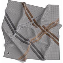 Violla Twill Çizgili Pötikareli Çizgili Desenli Gri Renkli 90X90 Eşarp (Ipek Içermez)