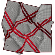 Violla Twill Çizgili Pötikareli Çizgili Desenli Bordo Renkli 90X90 Eşarp (Ipek Içermez)