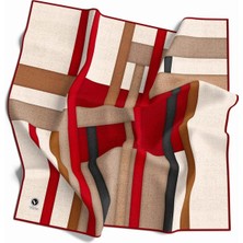Violla Twill Renkli Şerit Desenli Bordo Renkli 90X90 Eşarp (Ipek Içermez) Kenar Dikiş Şekli El Dikişli