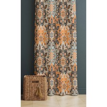 Alamodecor Karışık Çiçek Desenli Çok Renkli Model Tek Kanat Oturma Odası Salon Fon Perde