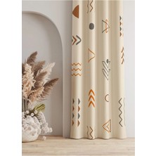 Alamodecor Bohem Çizgi Etnik Model Tek Kanat Fon Perde | Ethnic African Surrealist Desenli Fon Perde