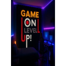 Alamodecor Siyah Game On Yazılı Oyuncu Gammer Tek Kanat Genç Odası Fon Perde