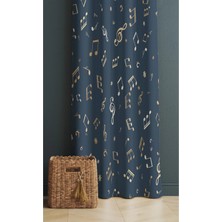 Alamodecor Müzik Notaları Model Tek Kanat Genç Odası Fon Perde