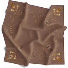 Violla Kristal Geometrik Desenli Vizon Renkli 90X90 Eşarp (Ipek Içermez) Kenar Dikiş Şekli El Dikişli