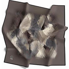 Violla Twill Fırça Efektli Desenli Taş Renkli 90X90 Eşarp (Ipek Içermez) Kenar Dikiş Şekli El Dikişli