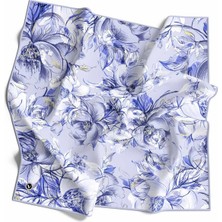 Violla Rayon Güllerin Içinden Desenli Indigo Renkli 90X90 Eşarp (Ipek Içermez) Kenar Dikiş Şekli El Dikişli