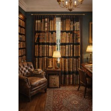 Alamodecor Kitaplık Görünümlü Tek Kanat Fon Perde