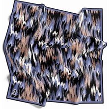 Violla Twill Fırça Desenli Bebe Mavisi Renkli 90X90 Eşarp (Ipek Içermez) Kenar Dikiş Şekli El Dikişli