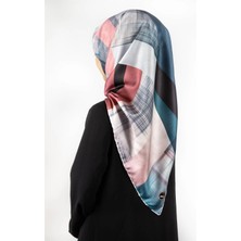 Violla Twill Geometrik Desenli Pudra Renkli 90X90 Eşarp (Ipek Içermez) Kenar Dikiş Şekli El Dikişli