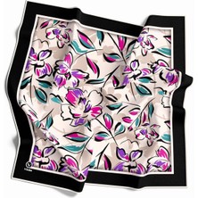 Violla Rayon Bordürlü Çiçek Desenli Fuşya Renkli 90X90 Dikim Şekli : El Dikişi Eşarp (Ipek Içermez)