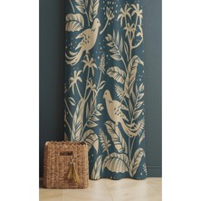 Alamodecor Kuş ve Yaprak Model Tek Kanat Oturma Odası Salon Fon Perde