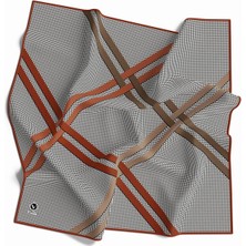 Violla Twill Çizgili Pötikareli Çizgili Desenli Taba Renkli 90X90 Eşarp (Ipek Içermez)