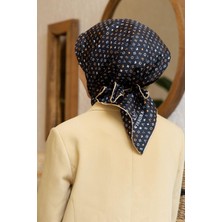 Vissona %100 Twill Ipek Çıtır Motif Desenli Siyah - Bej Renkli 90X90 Eşarp Dikim Şekli : El Dikişi