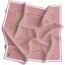 Violla Twill Boncuk Desenli Pudra Renkli 90X90 Eşarp (Ipek Içermez) Kenar Dikiş Şekli El Dikişli