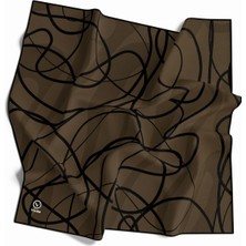 Violla Twill Karışık Çizgi Desenli Sütlü Kahve Renkli 90X90 Eşarp (Ipek Içermez) Kenar Dikiş Şekli El Dikişli