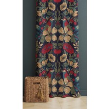 Alamodecor Vintage Kuş ve Çiçek Desenli Fon Perde – Doğal ve Sanatsal Ev Dekoru - Tek Kanat