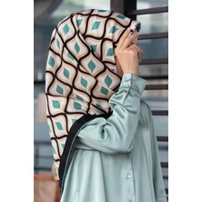Violla Twill Geometrik Daire Desenli Petrol Yeşili Renkli 90X90 Eşarp (Ipek Içermez) Dikim Şekli : El Dikişi
