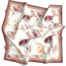 Violla Twill Suluboya Çiçek Desenli Gül Kurusu Renkli 90X90 Eşarp (Ipek Içermez) Kenar Dikiş Şekli El Dikişli