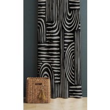 Alamodecor Iskandinav Model Rengi Geometrik Etnik Desenli Baskılı Fon Perde ( Fon Perde)