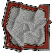 Violla Twill Geometrik Çıtır Desenli Kırmızı Renkli 90X90 Eşarp (Ipek Içermez) Kenar Dikiş Şekli El Dikişli