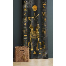 Alamodecor Mısır Antik Etnik Desenli Kurt Model Tek Kanat Genç Odası Fon Perde