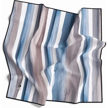 Violla Twill Suluboya Çizgi Desenli Buz Mavisi - Gri Renkli 90X90 Eşarp (Ipek Içermez) Kenar Dikiş Şekli El Dikişli