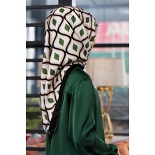 Violla Twill Geometrik Daire Desenli Zümrüt Yeşili Renkli 90X90 Eşarp (Ipek Içermez) Dikim Şekli : El Dikişi