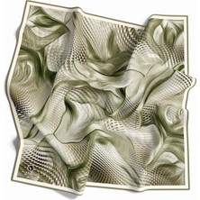 Violla Twill Geometrik ve Dalga Desenli Mint Yeşili Renkli 90X90 Eşarp (Ipek Içermez) Dikim Şekli : El Dikişi